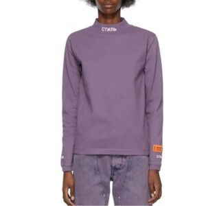 Authentic Heron Preston Purple High-Neck Long Sleeve T-Shirt
